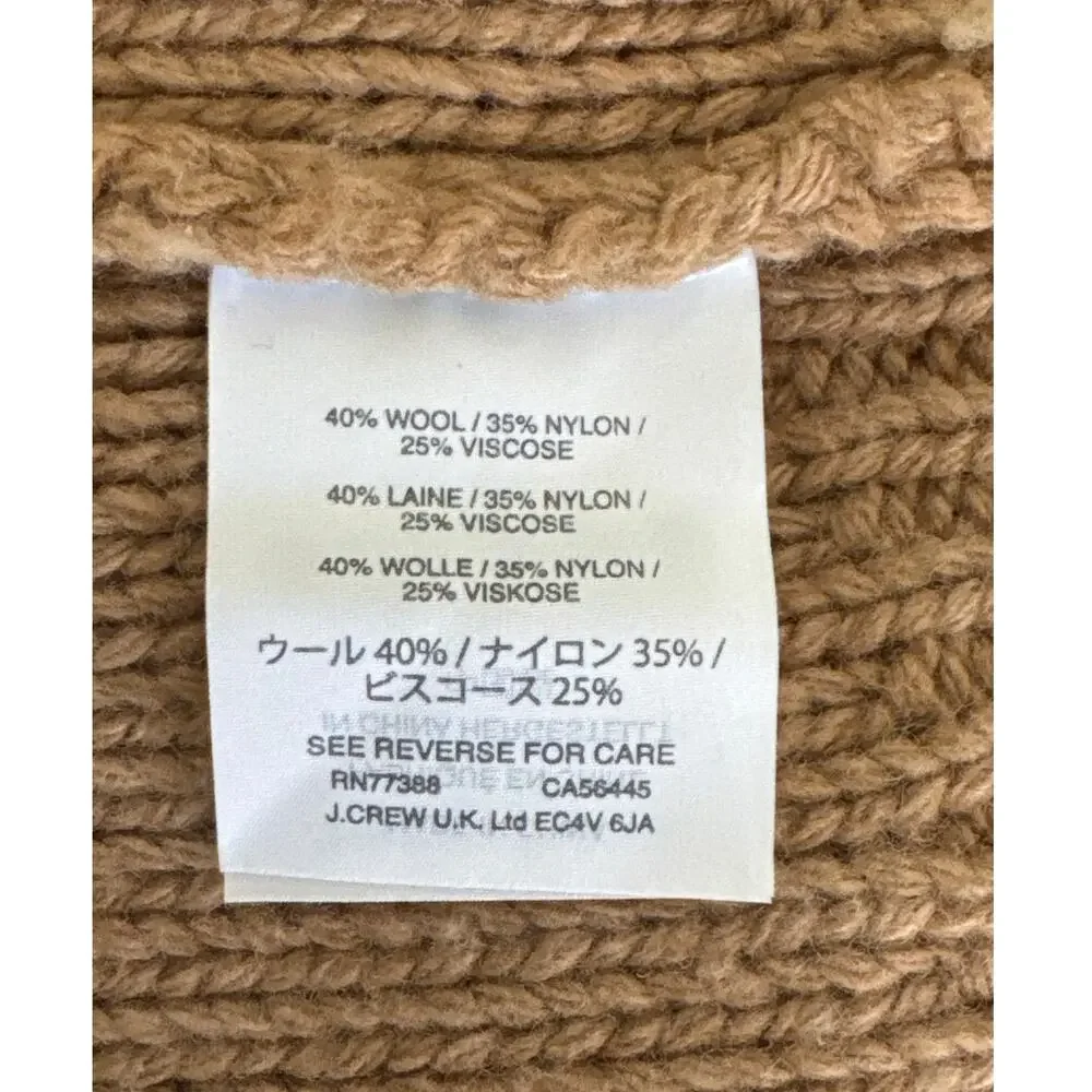 J. Crew Womens Cambridge Cable Knit Turtleneck Sweater Camel‎ B2795 Size S